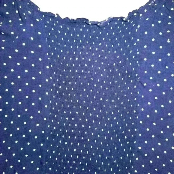 NWTAmerican Eagle navy polka dot lace up smocked back crop top XL - Picture 5 of 10